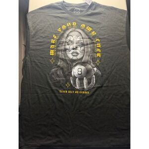 Men's Printed Graphic Tee by DOM size XXL Black Make Your Own Luck NWT